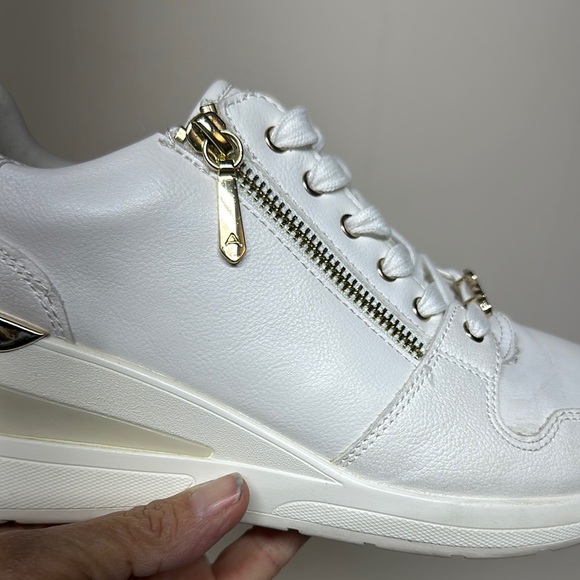 Aldo White and Gold Sneakers with Padded Ankle Collar - Picture 5 of 14